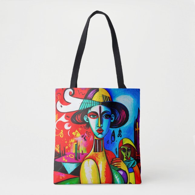 Bolso De Tela Elegante Cubismo Lady Tote Bag (Anverso)