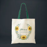 Bolso De Tela Elegante dama de honor de Eucalipto Rústico<br><div class="desc">Elegante Sunflower Eucalyptus Rustic Bridesmaid Tote Bag. ¡Dale a tu fiesta de novias una bolsa de tote que los haga sentir totalmente halagados! Estos totes vienen personalizados para decir lo que quieras. Para una mayor personalización, haga clic en el enlace "personalizar adicional" y utilice nuestra herramienta de diseño para modificar...</div>