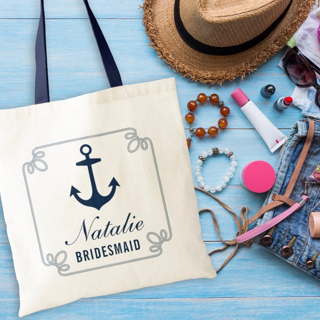 Bolso De Tela Elegante dama de honor de la boda náutica (Subido por el creador)
