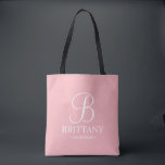 Bolso De Tela Elegante dama de honor personalizada rosa de Rubor<br><div class="desc">Elegante Rubor Pink Personalized Bridesmaid Gifts con monograma personalizado en elegante estilo caligráfico con el nombre de la dama de honor y el título en estilo clásico serif. También perfecto para la empleada de honor,  la niña flor,  la madre de la novia y más.</div>