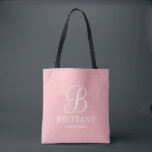 Bolso De Tela Elegante dama de honor personalizada rosa de Rubor<br><div class="desc">Elegante Rubor Pink Personalized Bridesmaid Gifts con monograma personalizado en elegante estilo caligráfico con el nombre de la dama de honor y el título en estilo clásico serif. También perfecto para la empleada de honor,  la niña flor,  la madre de la novia y más.</div>