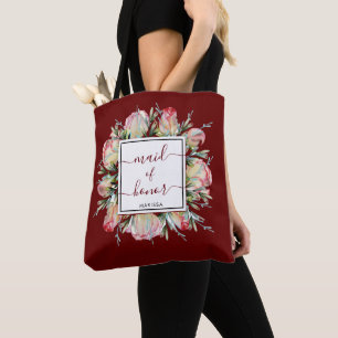 Bolso De Tela Elegante Dama de Honor Regalo de Boda Borgoña