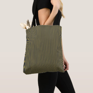 Bolso De Tela Elegante delgado oro y franjas verticales azul de 