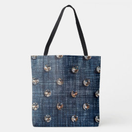 Bolso De Tela Elegante Denim y Diamond Gran Tote