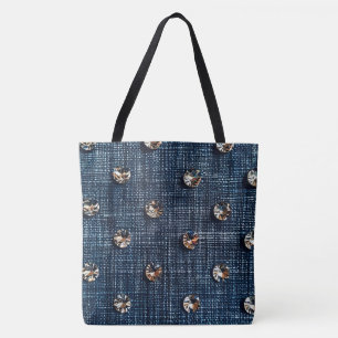 Bolso De Tela Elegante Denim y Diamond Gran Tote