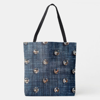 Bolso De Tela Elegante Denim y Diamond Gran Tote