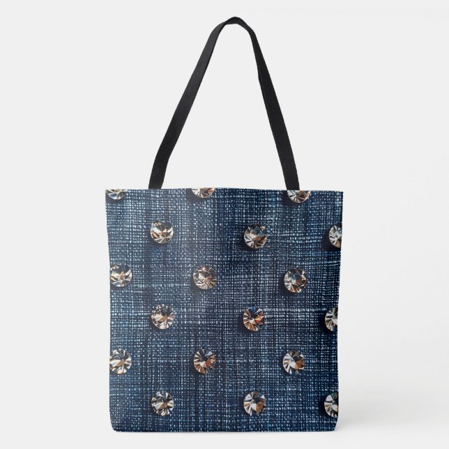 Bolso De Tela Elegante Denim y Diamond Gran Tote (Anverso)