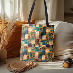 Bolso De Tela Elegante diseño con patrones florales y geométrico