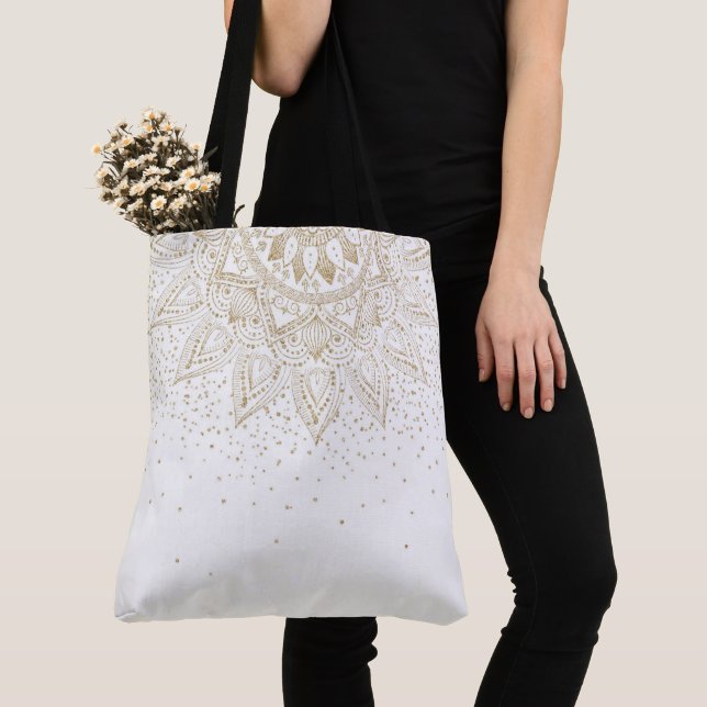 Bolso De Tela Elegante diseño de puntos dorados de Mandala (Detalle)