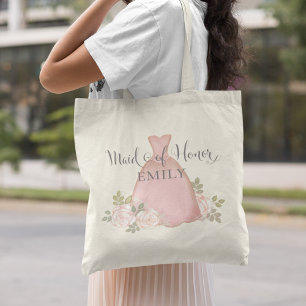 Bolso De Tela Elegante doncella de honor de la flor rosa Rubor m