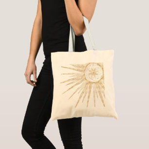 Bolso De Tela Elegante Doodles dorados Sun Moon Mandala Diseño