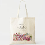 Bolso De Tela Elegante ducha de flores silvestres de color<br><div class="desc">Elegante Bolsa De Tote De La Ducha Marrón De Flores Silvestres. Te aconsejamos que te apoyes con la Bolsa de Tote de Colorido Is In Bloom, florida con un animado ramo de flores acuáticas en tonos violeta, magenta, burdeos, rosa chillón, azul polvoriento y verde sabio. La caligrafía elegante aporta un...</div>