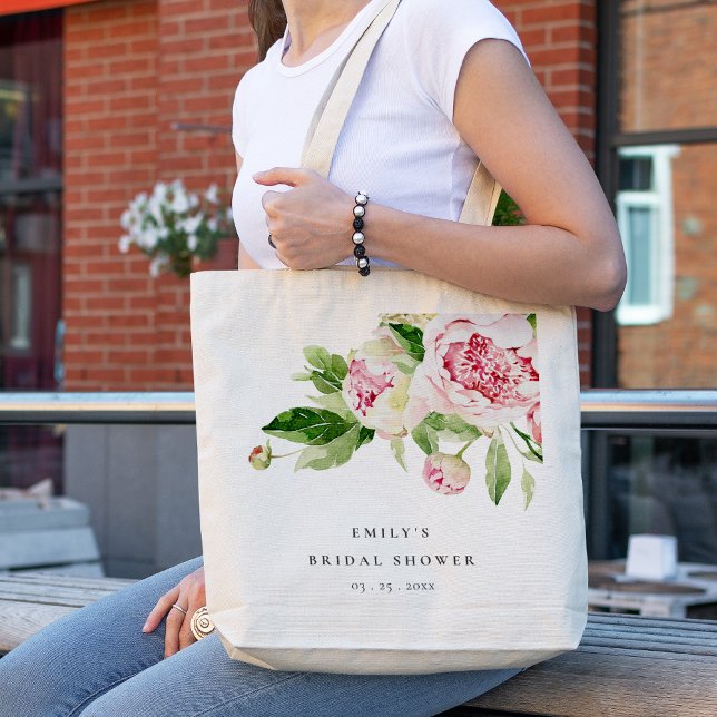 Bolso De Tela Elegante ducha de novias con flores de peones verd (Subido por el creador)