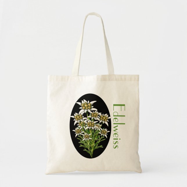 Bolso De Tela Elegante Edelweiss Personalizado Floral Tote Bag (Frente)