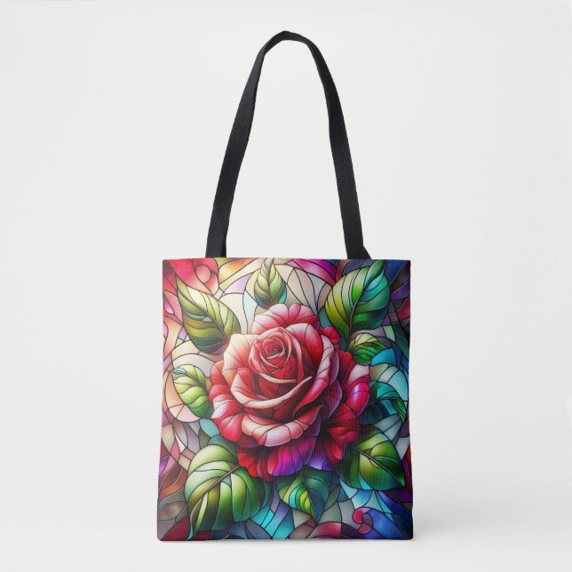 Bolso De Tela Elegante efecto de vidrio manchado de Rosa (Anverso)