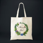 Bolso De Tela Elegante Escocesa Thistle Floral Chica<br><div class="desc">Esta bolsa de tocador de la fiesta nupcial incluye el texto "Niña flor", rodeada por una elegante corona de color floral de flores de cardo escocés y follaje en verde y rosa con un arco azul y cinta entrelazada a través de las hojas. El texto se puede personalizar editando el...</div>