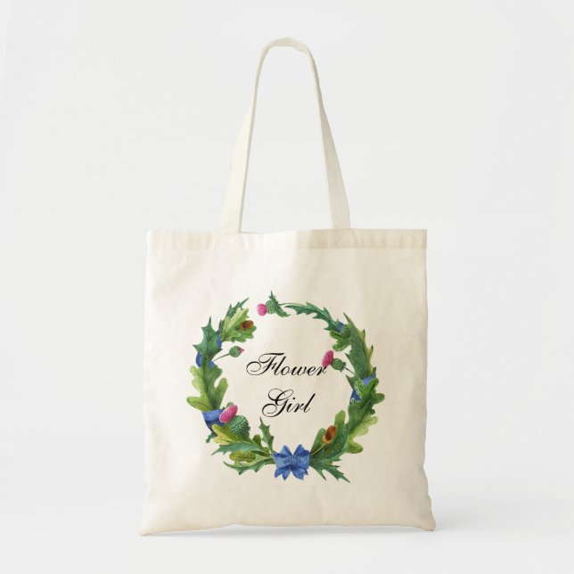 Bolso De Tela Elegante Escocesa Thistle Floral Chica (Frente)