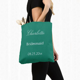 Bolso De Tela Elegante esmeralda verde dama de honor Tote Bag