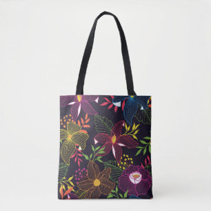 Bolso De Tela Elegante estampado floral sin fisuras, diseño artí