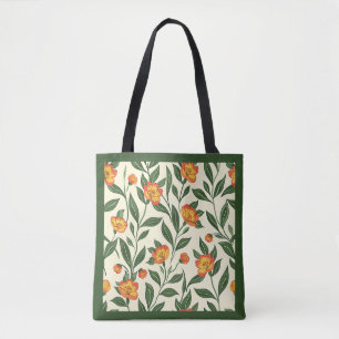 Bolso De Tela Elegante Estilizado Lindo Naranja Botánico Floral