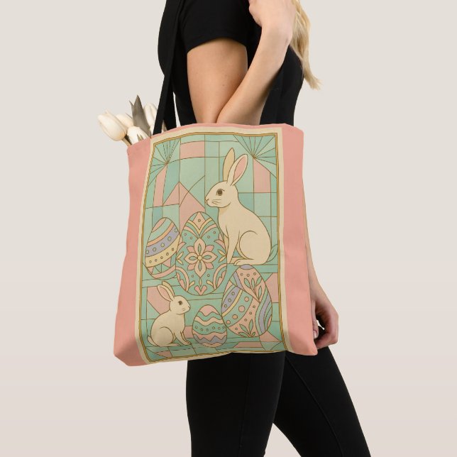 Bolso De Tela Elegante estilo Art Deco Pascua - Bunnios Pastel G (Detalle)