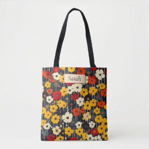 Bolso De Tela Elegante Estilo Boho Colorido Botánico Floral