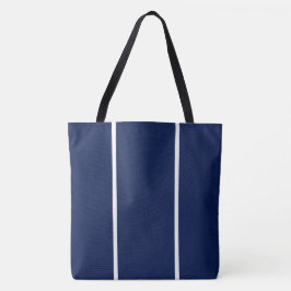 Bolso De Tela Elegante Estiloso Azul Marino Blanco Rayas Vertica