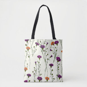 Bolso De Tela Elegante Estiloso Lindo Púrpura Botánico Floral