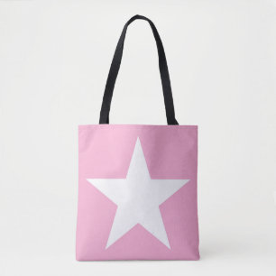 Bolso De Tela Elegante Estrella Blanca Diseño Moderno Color Rosa