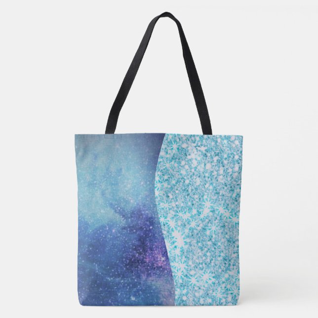 Bolso De Tela Elegante estrella purpurina de galaxia Blue Modern (Anverso)