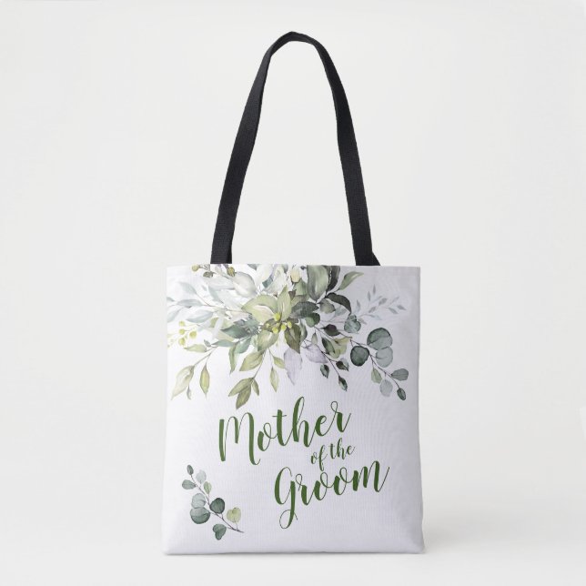 Bolso De Tela Elegante Eucalyptus Greenery Madre del Groom (Anverso)