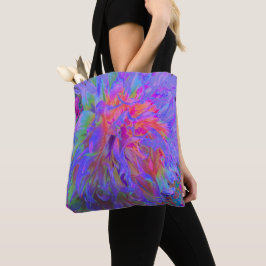 Bolso De Tela Elegante Flor de Dalia Decorativa Psicodélica