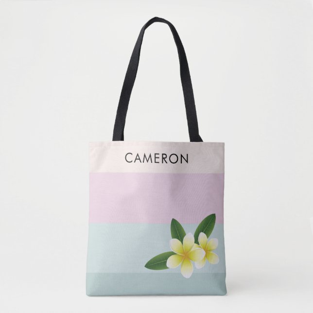 Bolso De Tela Elegante Flor de Frangipani personalizada con Ombr (Anverso)
