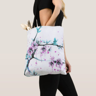 Bolso De Tela Elegante flor de primavera Arte acuarela floral ro