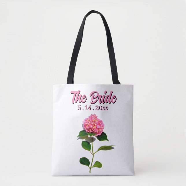 Bolso De Tela Elegante flor rosa rosa floral rosa hidrangea rosa (Anverso)