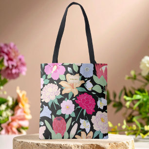 Bolso De Tela Elegante floral negro chic tendencia única
