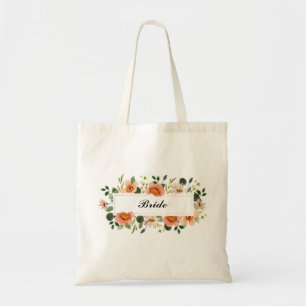 Bolso De Tela Elegante Floral Nupcial Estilosa Rosas Naranjas