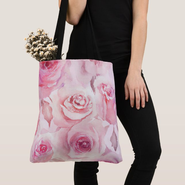 Bolso De Tela Elegante floral rosa rosa Rubor suave (Detalle)