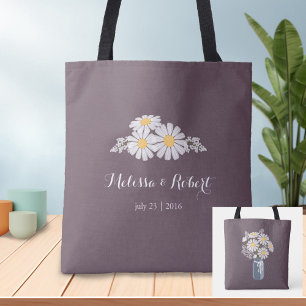 Bolso De Tela Elegante Floral White Daisies Wedding Favor
