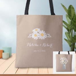 Bolso De Tela Elegante Floral White Daisies Wedding Favor