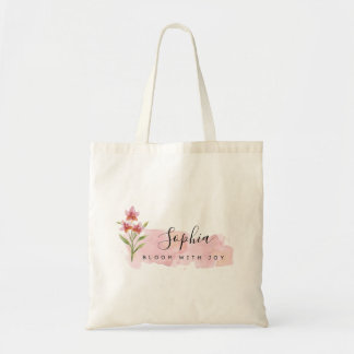 Bolso De Tela Elegante florecimiento con flores rosadas de boho