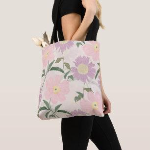 Bolso De Tela Elegante Flores Rosa Watercolor Boho Floral