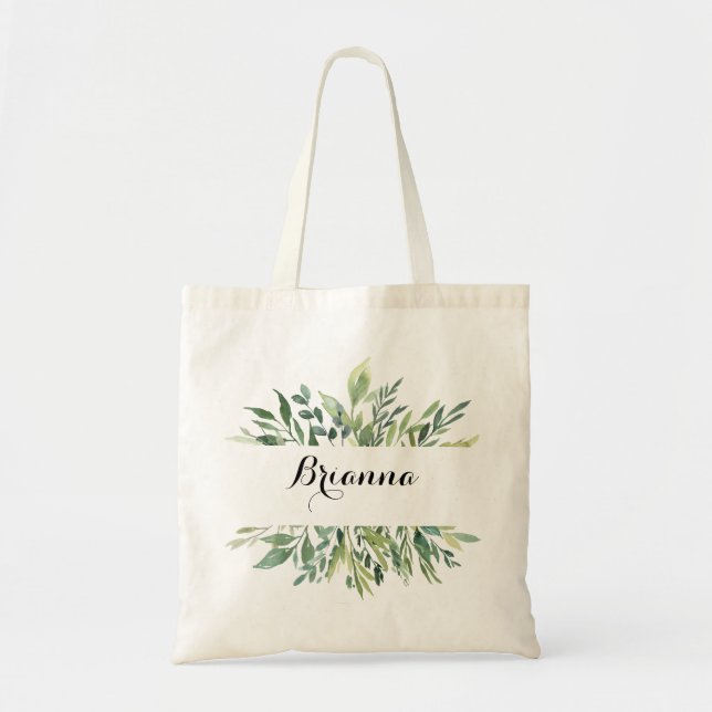 Bolso De Tela Elegante Foliage Tropical Verde Bridesmaid Tote Ba (Frente)