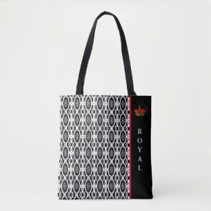 Bolso De Tela Elegante forma geométrica ovalada en negro y blanc