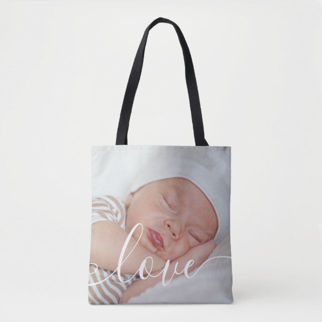 Bolso De Tela Elegante foto de bebé guión moderno (Anverso)