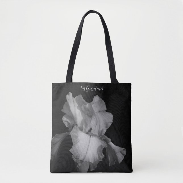 Bolso De Tela Elegante foto de iris blanco negro personalizada (Anverso)