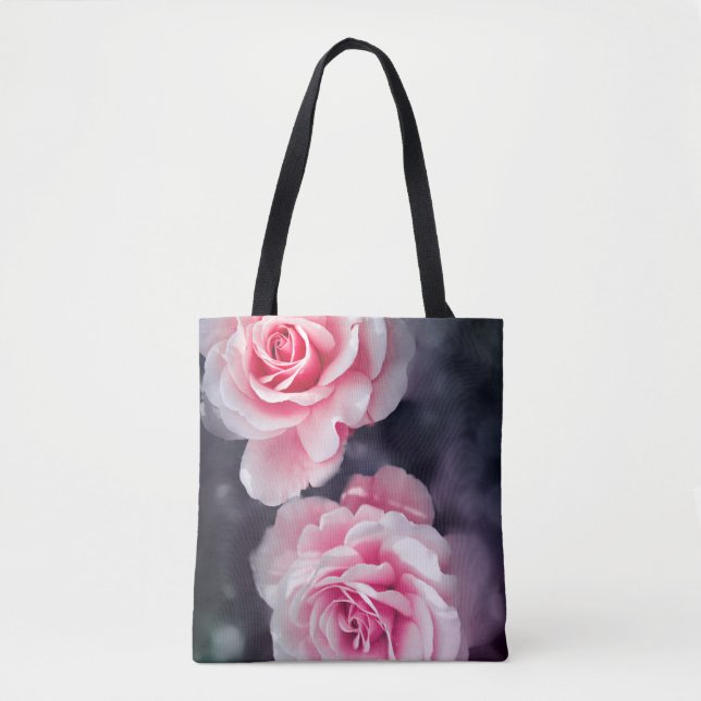 Bolso De Tela Elegante foto floral de rosas rosadas (Anverso)