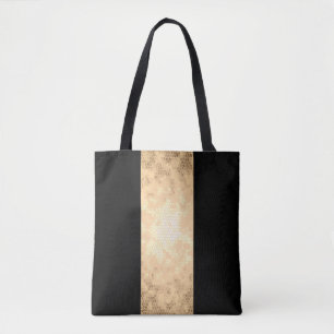 Bolso De Tela elegante franjas claras de imitación de oro y negr