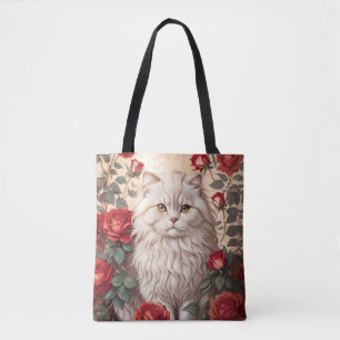 Bolso De Tela Elegante gato persa con Rosas