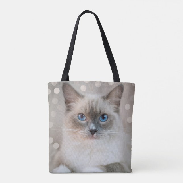 Bolso De Tela Elegante Gato Ragdoll Kitty (Reverso)